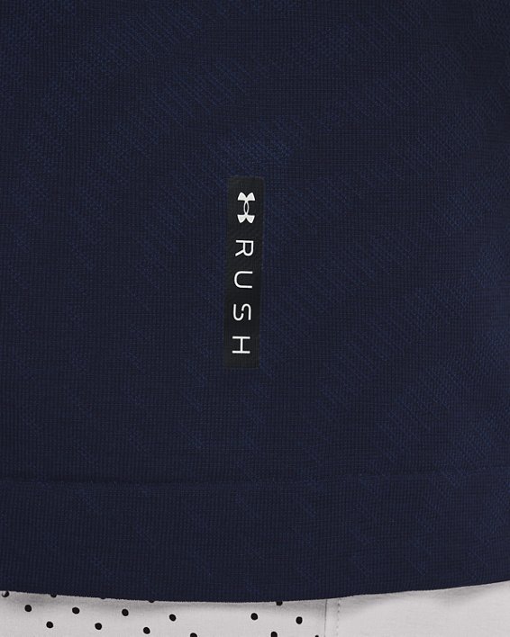 Men's UA RUSH™ HeatGear® Seamless Illusion Short Sleeve, Navy, pdpMainDesktop image number 3